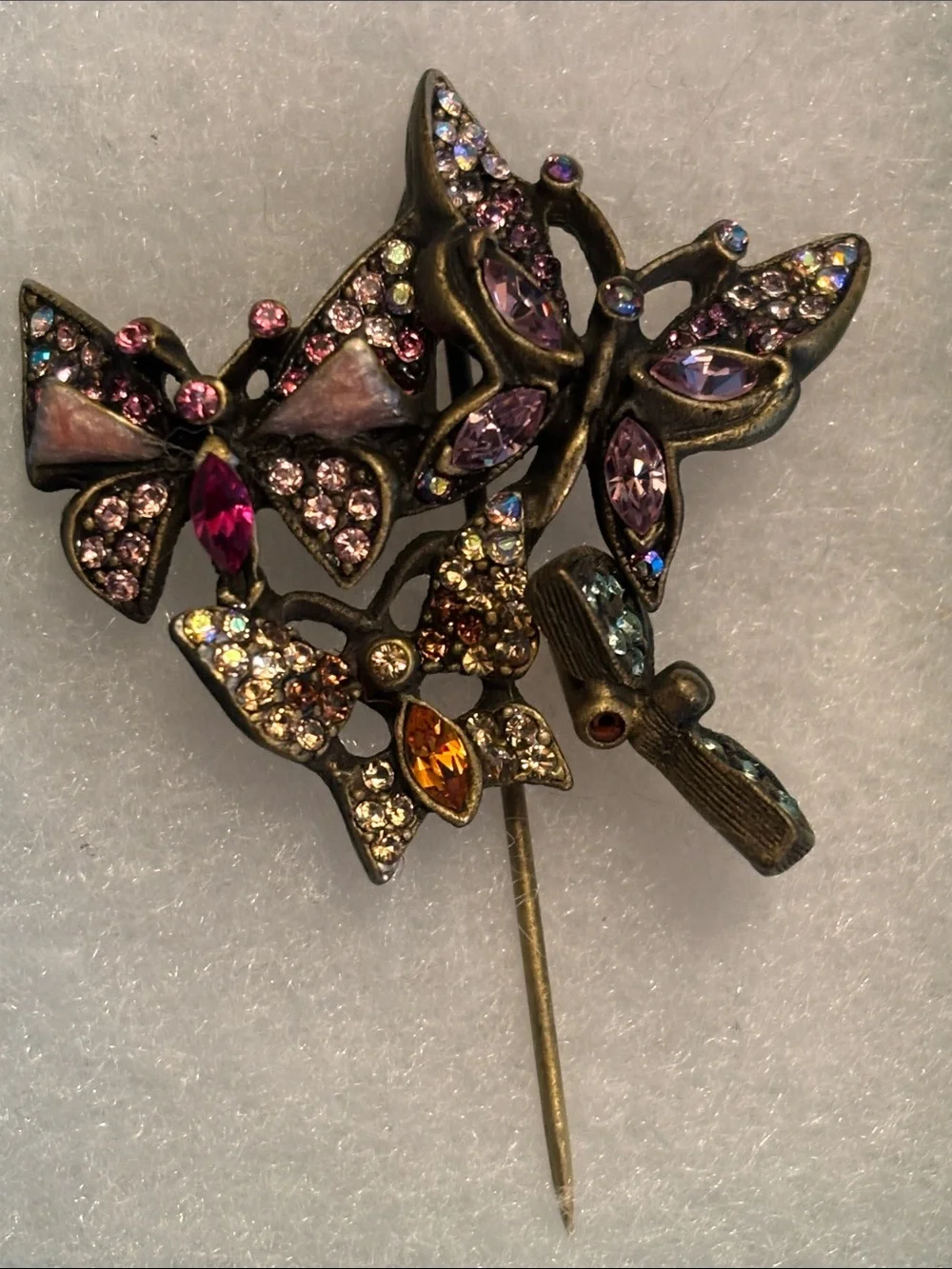 Jay Strongwater Vintage Purple and Pink Crystal Butterfly Brooch Pin